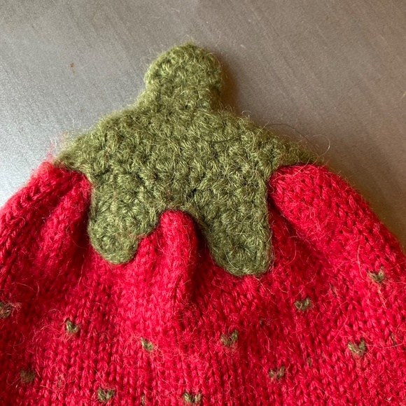 Alpaca Knitted Strawberry Hat - Picture 3 of 8